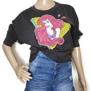 Disney Princess Ariel Graphic Long Sleeve T-Shirt Black M grunge little mermaid